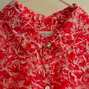 Floral linen/cotton blouse size L